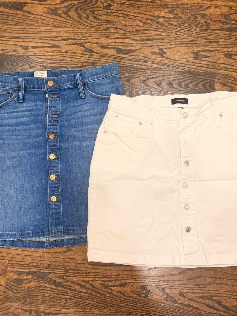 J Crew Lot of two button front denim skirts 32